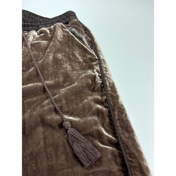 Elevenses Anthropologie Sonia Velvet Joggers Pants Dark Purple Small Cropped - Picture 14 of 16